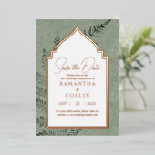 セージエバーグリーンシダ植物保存日 箔招待状 (立ち正面)