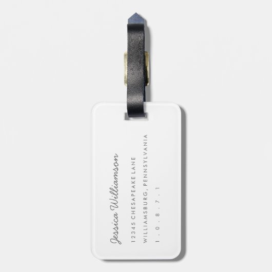 セージエレガントとホワイトクローバーモノグラム ラゲッジタグ (裏面縦)