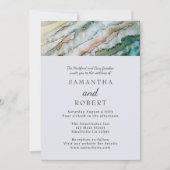 セージエレガントと金ゴールドビーチ結婚式 招待状 (正面)