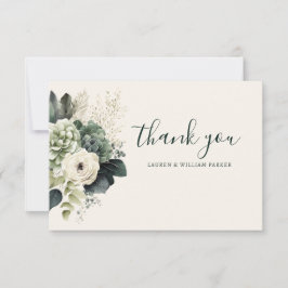 セージエレガントアイボリーフローラ結婚サンキューカード サンキューカード