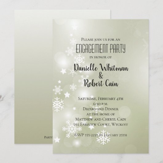 セージエレガントアブストラクト水彩画の雪 (正面/裏面)