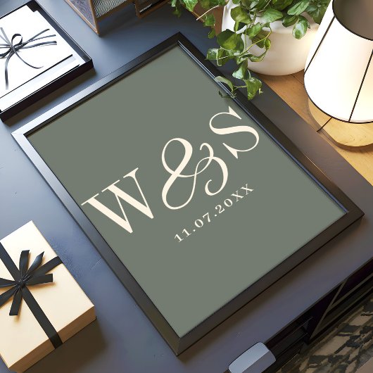 セージエレガントイニシャル結婚のカップル ポスター