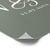 セージエレガントイニシャル結婚のカップル ポスター (角)