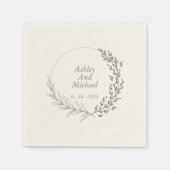 セージエレガントグパーソナライズされた結婚リーのナプキン スタンダードカクテルナプキン (正面)