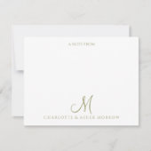 セージエレガントグリーンつる植物パターン ノートカード (正面)