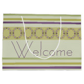 セージエレガントグリーンとパープルのフローラ ラージペーパーバッグ (裏面)