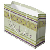 セージエレガントグリーンとパープルのフローラ ラージペーパーバッグ (裏面アングル)