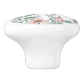 セージエレガントグリーンとピンクの花柄 セラミックノブ (側面)