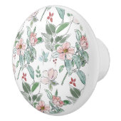 セージエレガントグリーンとピンクの花柄 セラミックノブ (右)