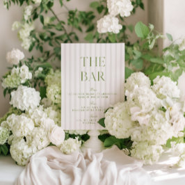 セージエレガントグリーンとベージュの結婚バーサイン 招待状