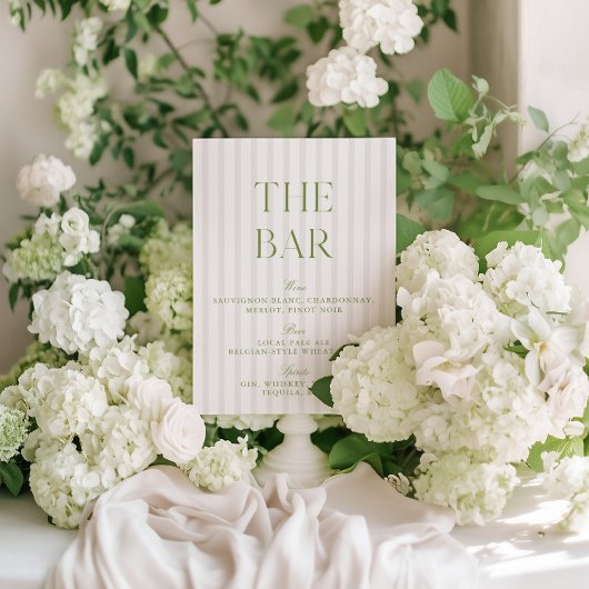 セージエレガントグリーンとベージュの結婚バーサイン 招待状