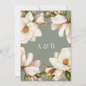 セージエレガントグリーンとホワイトフローラ結婚ズ 招待状 (裏面)