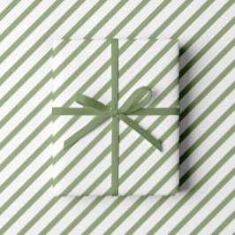 セージエレガントグリーンのストライプパターン ラッピングペーパー