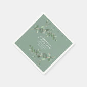 セージエレガントグリーンのユ結婚カリ葉 スタンダードカクテルナプキン (角)