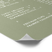 セージエレガントグリーンアルファベットの座席表 ポスター (角)