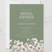 セージエレガントグリーンアンドホワイトフローラブライダルシャワー 招待状