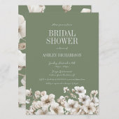 セージエレガントグリーンアンドホワイトフローラブライダルシャワー 招待状