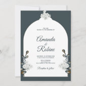 セージエレガントグリーンアーチ結婚式招待状 招待状 (正面)