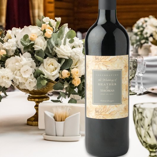 セージエレガントグリーンイエローフローラワインラベル ワインラベル