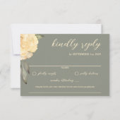 セージエレガントグリーンイエローフローラ 出欠カード (正面)