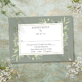 セージエレガントグリーンウォーター色の緑 出欠カード