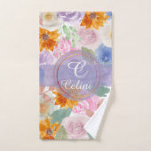 セージエレガントグリーンウォーター色フローラバラパターン バスタオルセット (ハンドタオル)