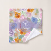 セージエレガントグリーンウォーター色フローラバラパターン バスタオルセット (ウォッシュタオル)