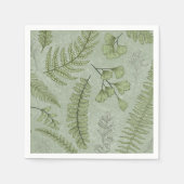 セージエレガントグリーンウォーター色フローラ スタンダードカクテルナプキン (正面)