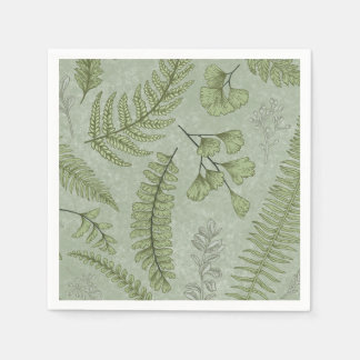 セージエレガントグリーンウォーター色フローラ スタンダードカクテルナプキン