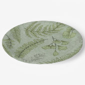 セージエレガントグリーンウォーター色フローラ ペーパープレート (アングル)