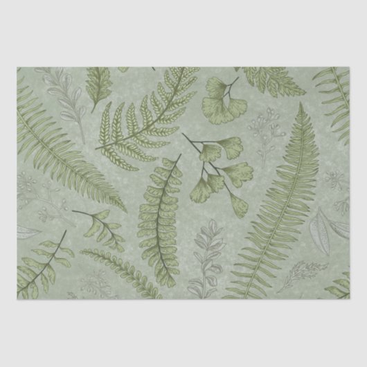 セージエレガントグリーンウォーター色フローラ 薄葉紙 (正面)