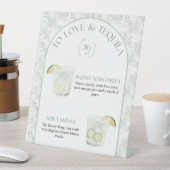 セージエレガントグリーンカクテル図解入りの、写真付きのメニュー 台座サイン (インサイチュ)