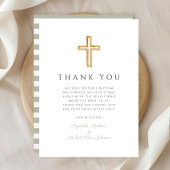 セージエレガントグリーンクロスバプテスマ サンキューカード