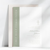 セージエレガントグリーンクロスファースト聖餐式 招待状