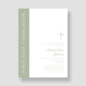 セージエレガントグリーンクロスファースト聖餐式 招待状
