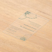 セージエレガントグリーンク描レマフローラ結婚ズ アクリル招待状 (レイダウン)