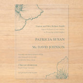 セージエレガントグリーンク描レマフローラ結婚ズ アクリル招待状 (正面)