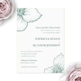 セージエレガントグリーンク描レマフローラ結婚ズ アクリル招待状