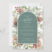 セージエレガントグリーングリーナリーブライダルシャワー 招待状 (正面)