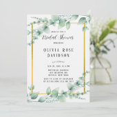 セージエレガントグリーングリーナリー金ゴールドブライダルシャワー 招待状 (スタンド正面)