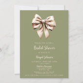 セージエレガントグリーンコケットボウブライダルシャワー 招待状 (正面)