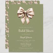 セージエレガントグリーンコケットボウブライダルシャワー 招待状