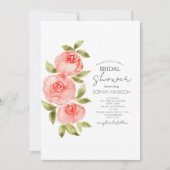 セージエレガントグリーンコーラルボホフローラブライダルシャワー 招待状 (正面)