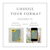 セージエレガントグリーンサンフラワークロスバプテスマ 招待状