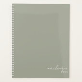 セージエレガントグリーンシンプルミニマルパーソナライズされたリスト プランナー手帳 (正面)