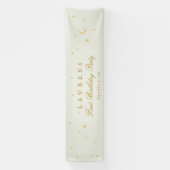 セージエレガントグリーンスターズ誕生日パーティーへようこそ 横断幕 (縦)