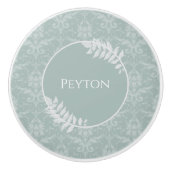 セージエレガントグリーンダマパーソナライズされたスク セラミックノブ (正面)