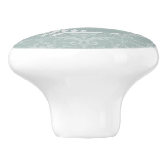 セージエレガントグリーンダマパーソナライズされたスク セラミックノブ (側面)