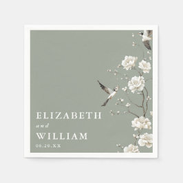 セージエレガントグリーンチノ結婚エリーフローラ スタンダードカクテルナプキン