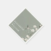セージエレガントグリーンチノ結婚エリーフローラ スタンダードカクテルナプキン (角)